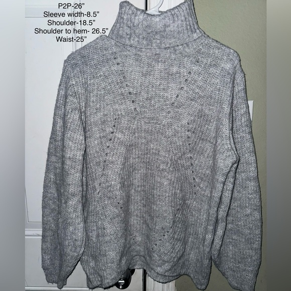 Pietro Brunelli Italian Wool Blend Oversized Grey Turtleneck Wide Sleeves Large - Picture 1 of 6